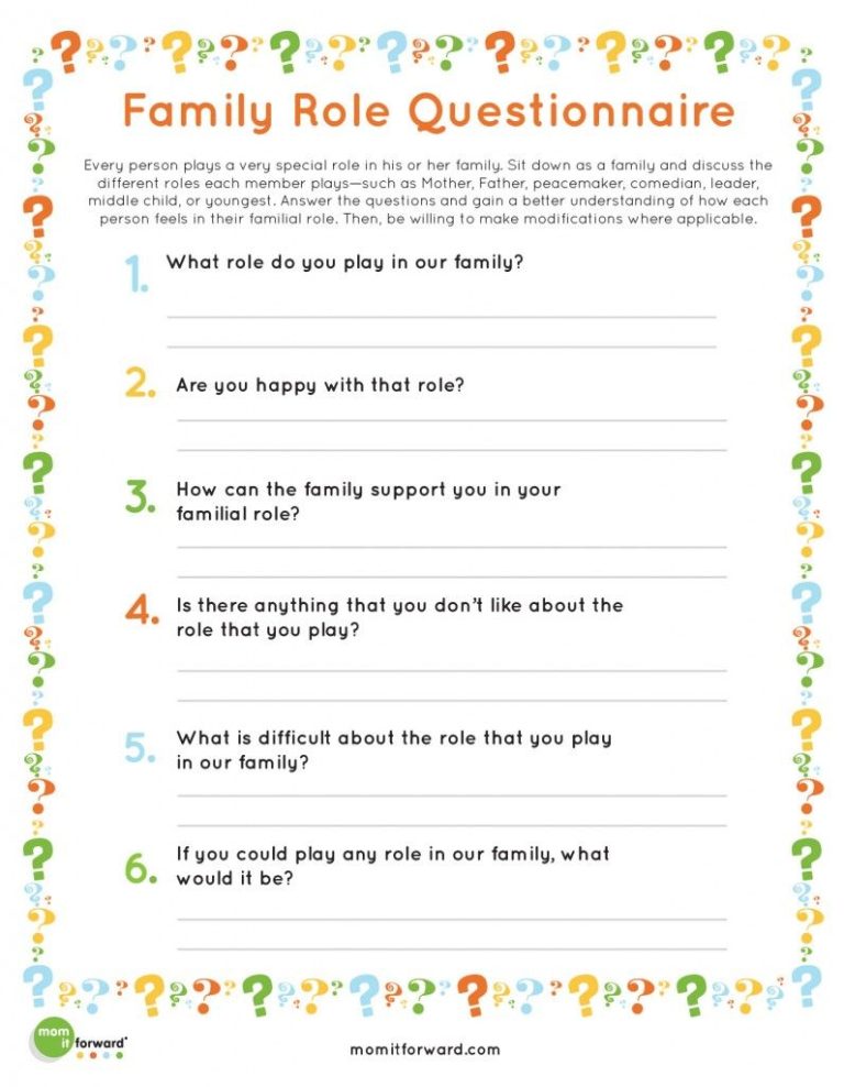 Printable Family Therapy Worksheets