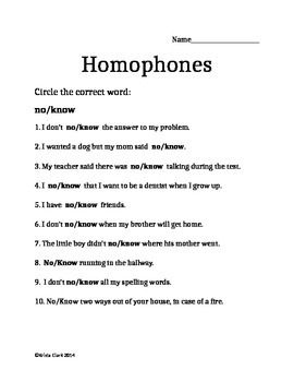 Homophones Worksheets With Answers Pdf