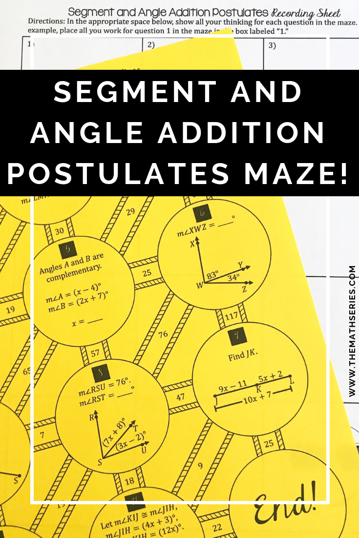 Segment Addition Postulate Worksheet Key