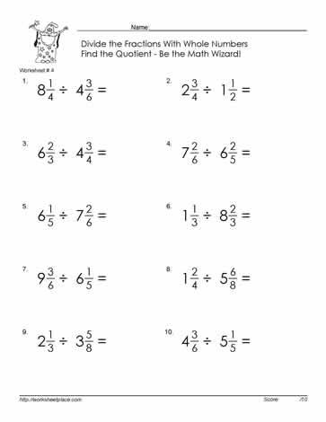 Dividing Mixed Numbers Worksheet