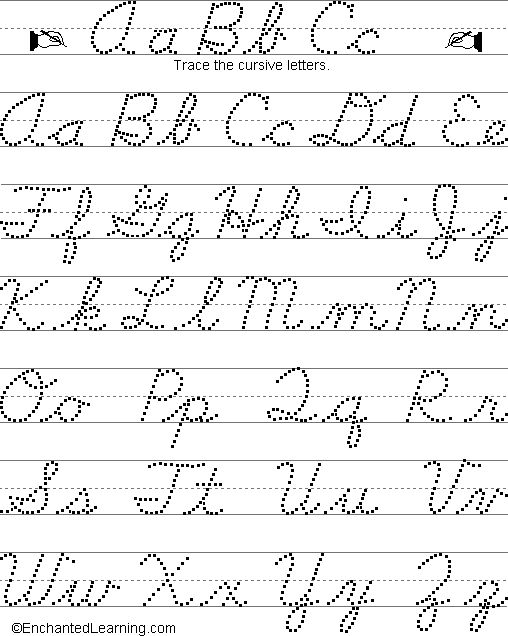 Cursive Writing Practice Sheets A-z To Print