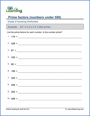 Prime Factorization Division Method Worksheets Pdf