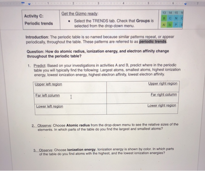 Periodic Trends Worksheet Answers Gizmo