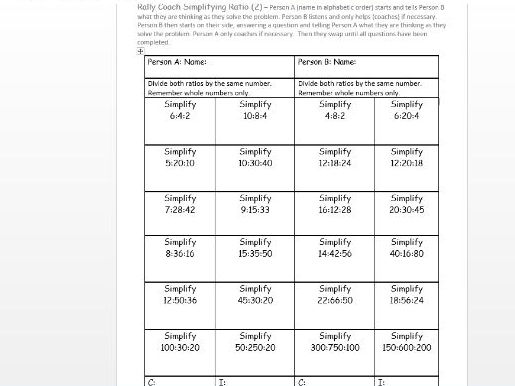 Hard Simplifying Ratios Worksheet