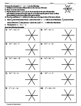 Diamond Method Factoring Worksheet Pdf