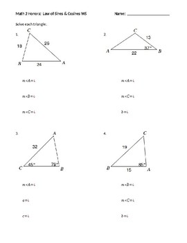 Sine And Cosine Rule Worksheet Doc