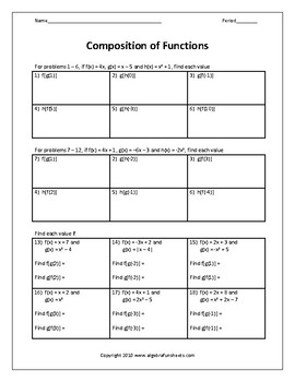 Composition Of Functions Worksheet Pdf