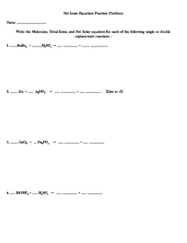 Net Ionic Equation Worksheet Doc