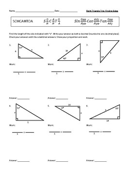 Sohcahtoa Worksheet Doc