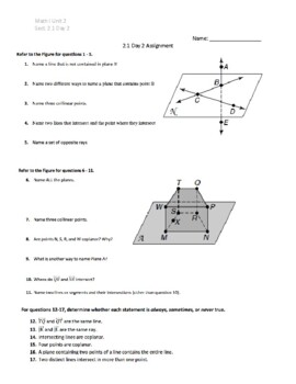 Geometry Worksheets 1.1