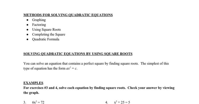 Solving Quadratic Equations By Factoring Worksheet Doc