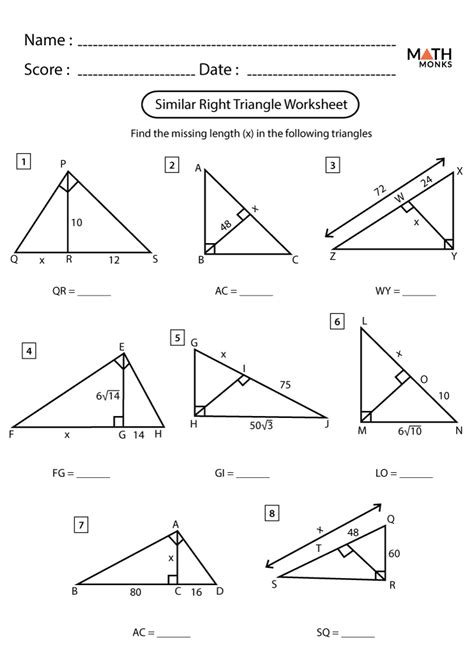 Similar Triangles Worksheet Pdf Kuta