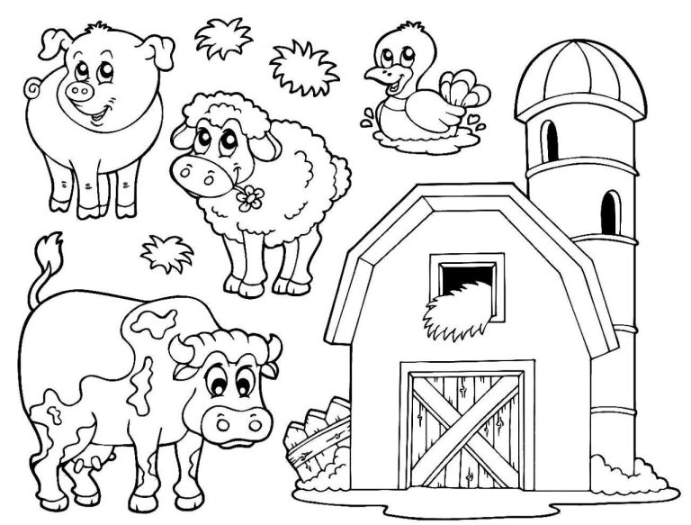 Coloring Farm Animals Worksheets For Kindergarten