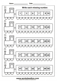 Write The Missing Numbers 1-50 Worksheet