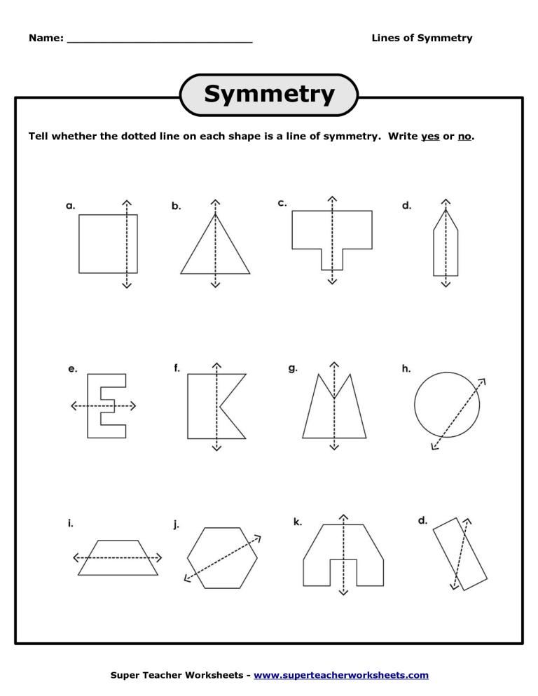 Lines Of Symmetry Worksheet Pdf With Answers