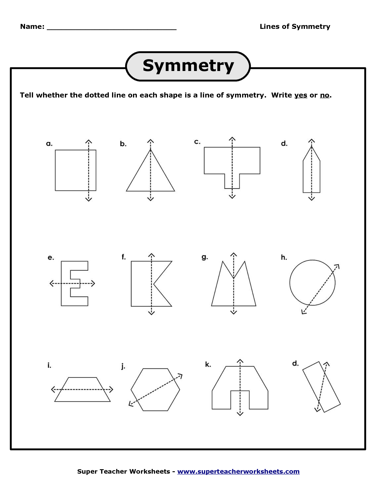 Lines Of Symmetry Worksheet Pdf With Answers