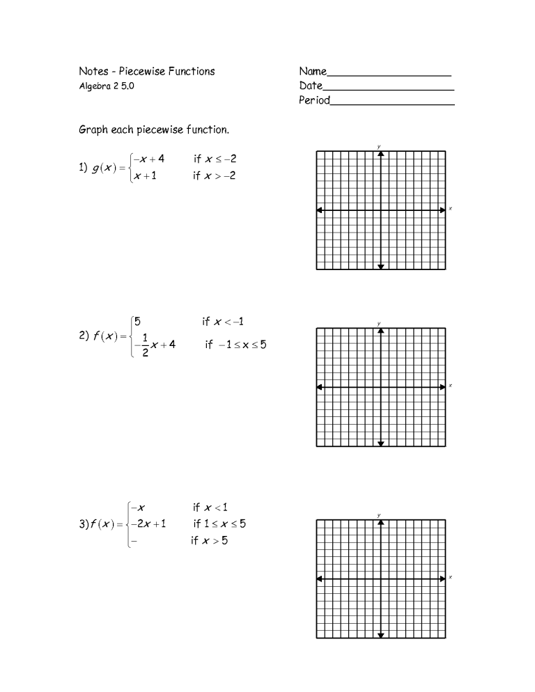 Pdf Evaluating Piecewise Functions Worksheet