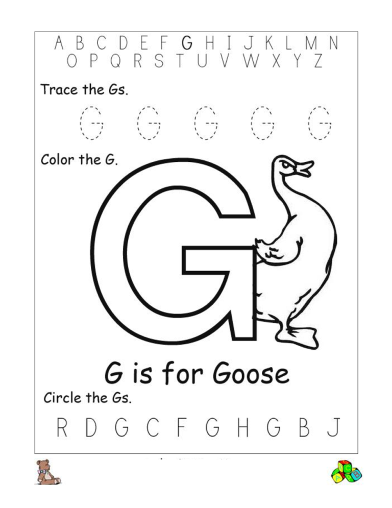 Free Printable Letter G Worksheets For Kindergarten