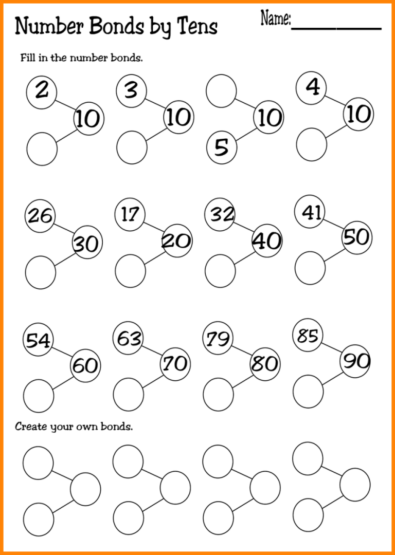 Math Worksheets For Grade 1 Number Bonds