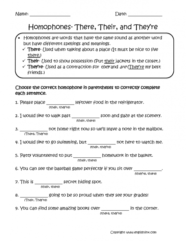 6th Grade Homonyms Worksheets Grade 6