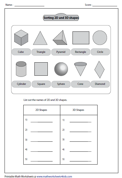 2d And 3d Shapes Worksheets For Grade 4