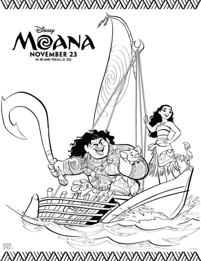 Moana Colouring Pages