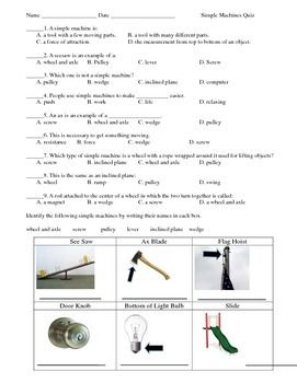 Work And Simple Machines Worksheet Answer Key