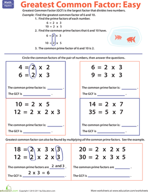 6th Grade Greatest Common Factor Worksheets With Answers