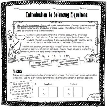 Introduction To Chemical Reactions Worksheet Pdf