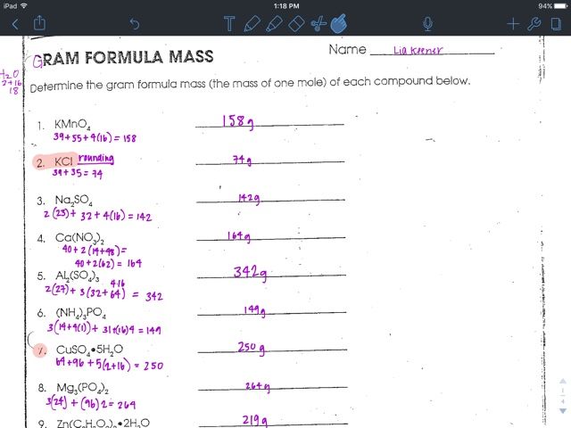 Calculating Molar Mass Worksheet Pdf