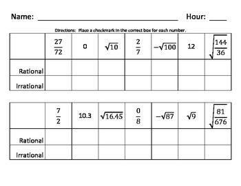 Operations With Rational And Irrational Numbers Worksheet Pdf