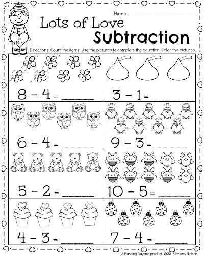 Simple Addition And Subtraction Worksheets For Kindergarten