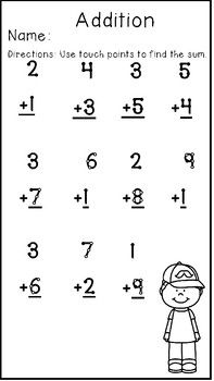 First Grade Touch Math Addition Worksheets