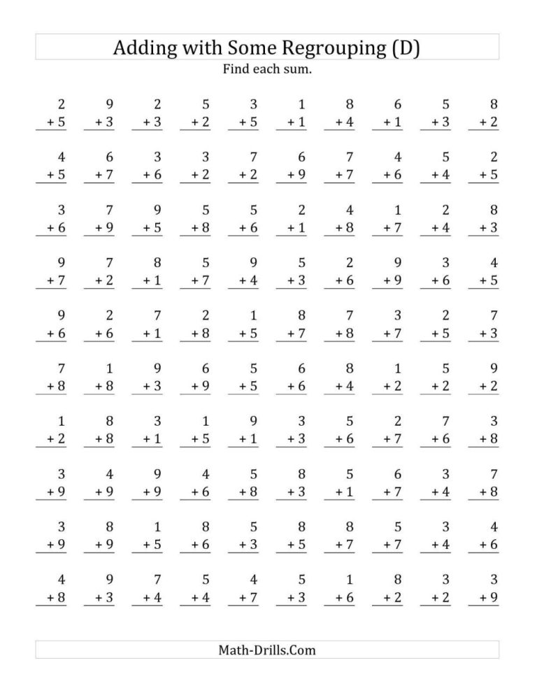 Single And Double Digit Addition And Subtraction Worksheets