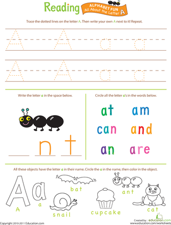 Reading Printable Alphabet Kindergarten Worksheets