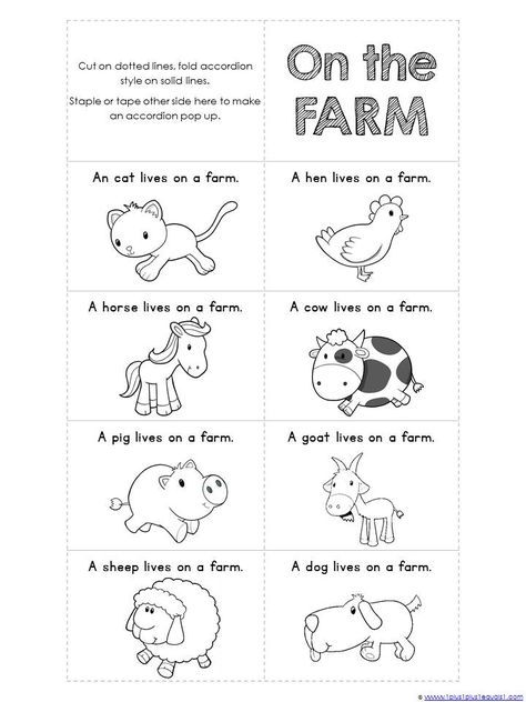 Preschooler Printable Farm Animals Worksheets For Kindergarten