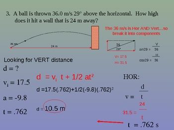 Projectile Motion Problems Worksheet Answers