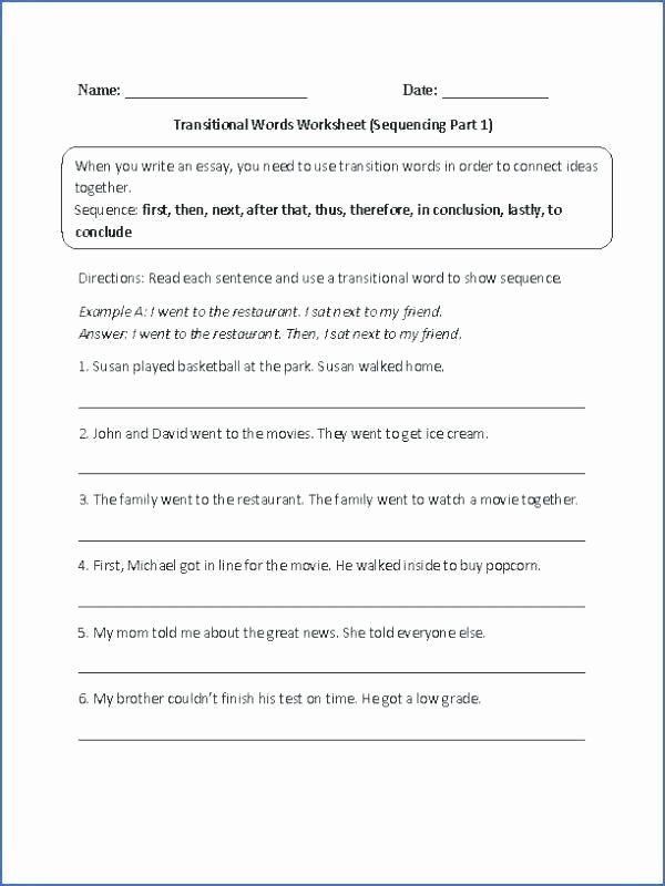 4th Grade Transition Words Worksheet With Answers