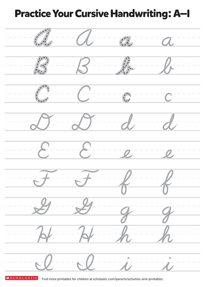 Alphabet Cursive Practice Sheets Printable