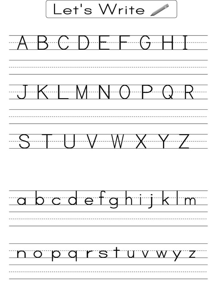 Printable Writing Practice Sheets For Kindergarten