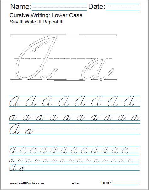 Printable Cursive Writing Practice Sheets Az