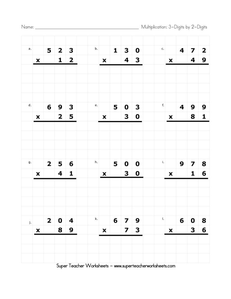 Super Teacher Worksheets Multiplication