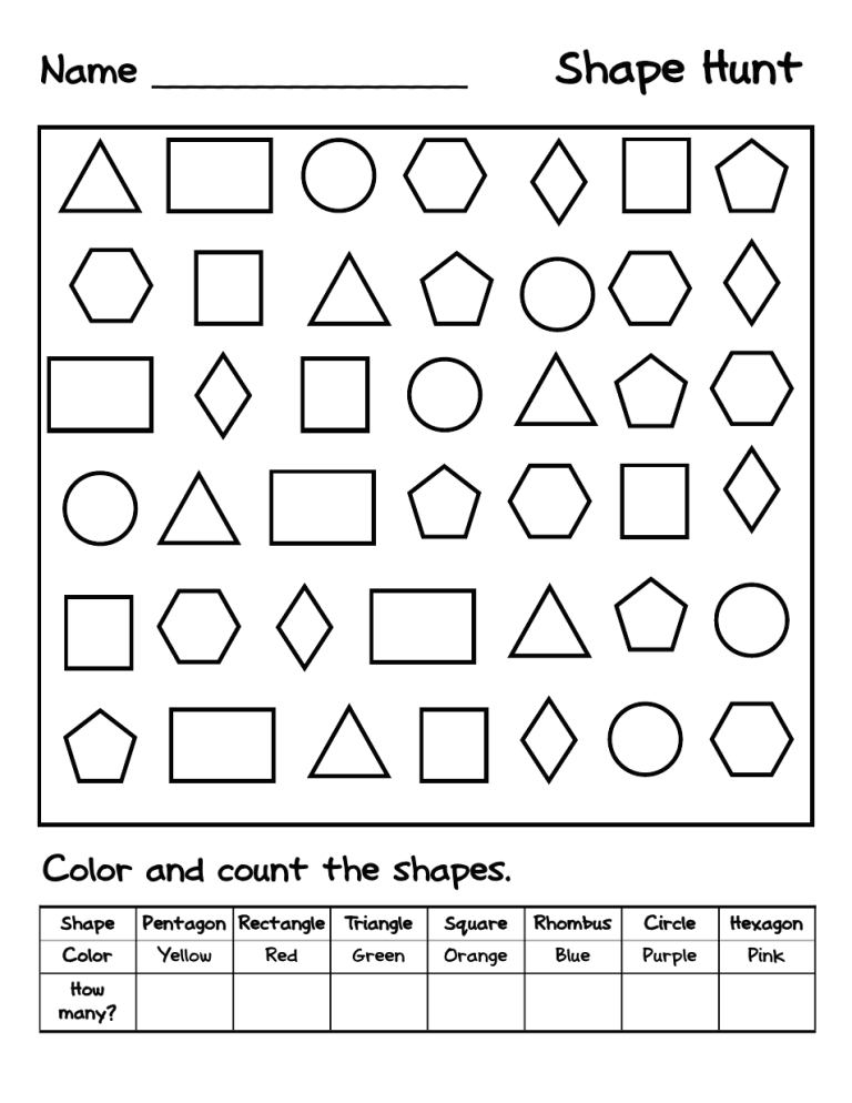 Printable Shapes Worksheets For Grade 1 Pdf