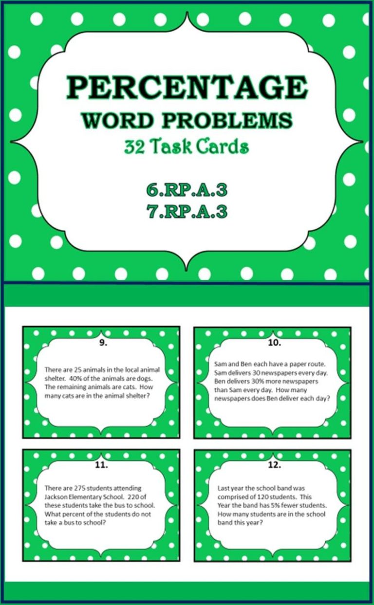 Percentage Word Problems Year 6 Worksheets