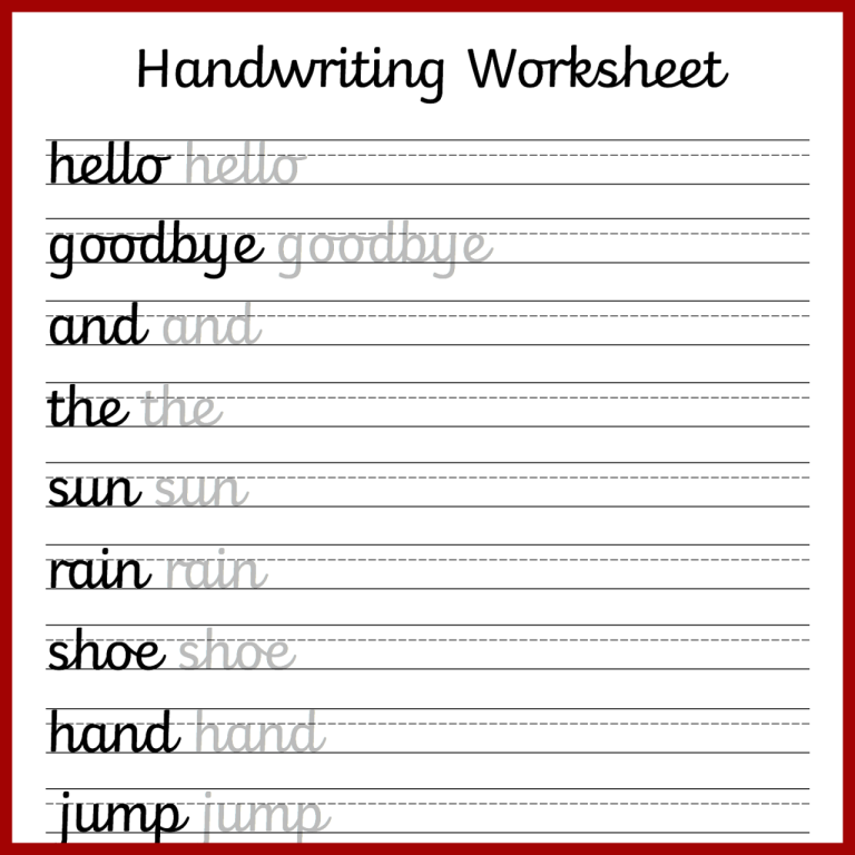 Cursive Writing Practice Sheets For Kids