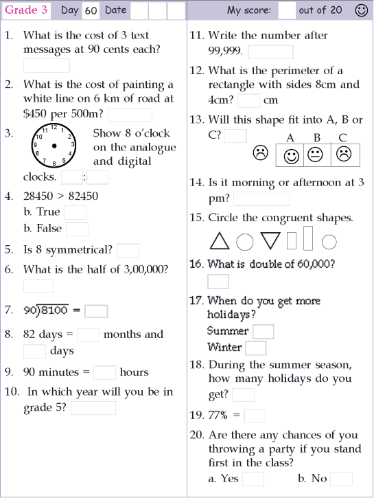 3rd Grade Mental Maths For Class 3 Icse