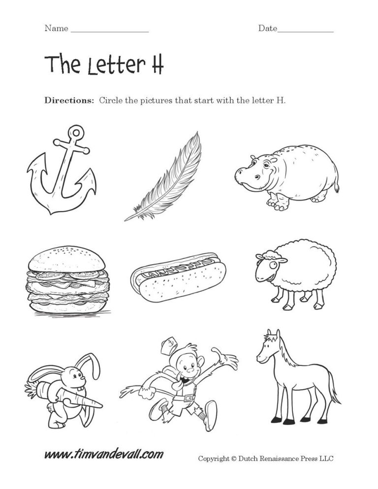 Preschool Letter H Worksheets Free