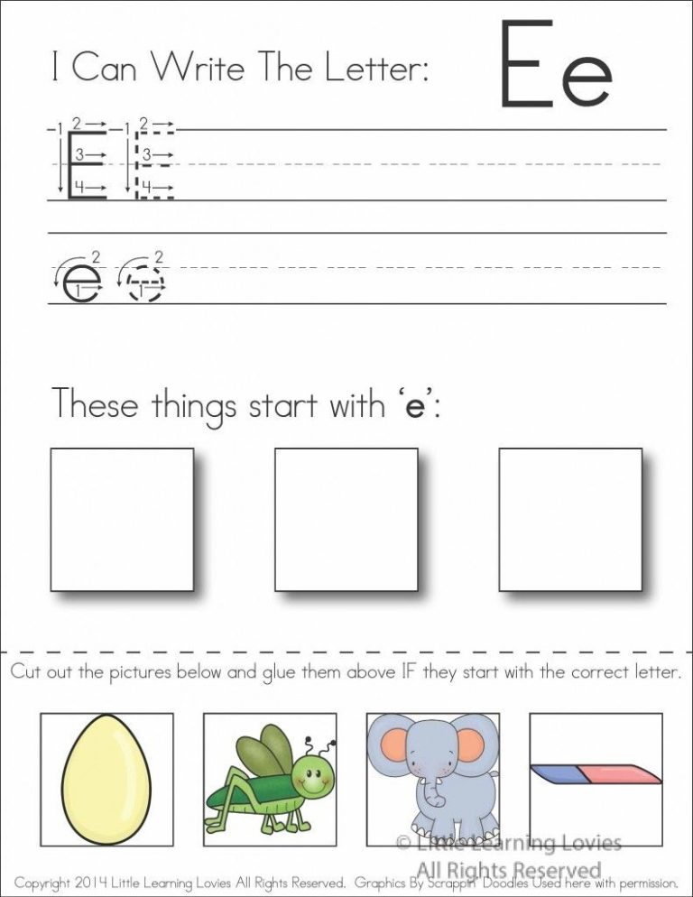 Printable Letter E Worksheets Pdf