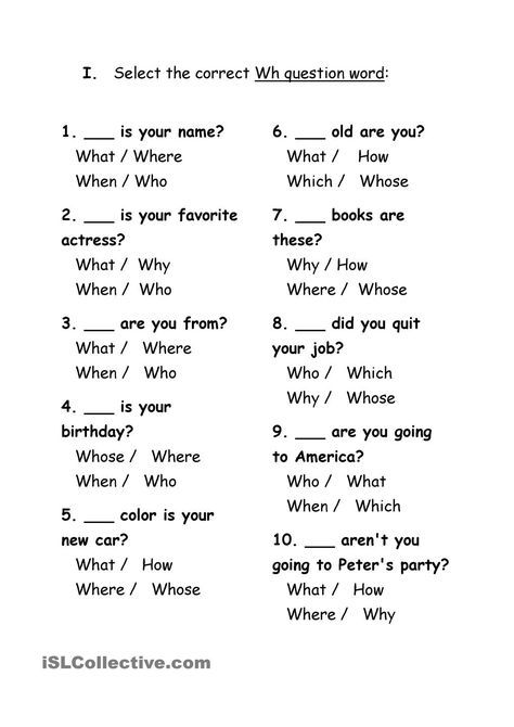 French Question Words Worksheet Pdf