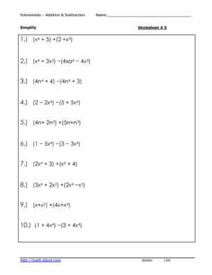 8th Grade Polynomials Worksheet